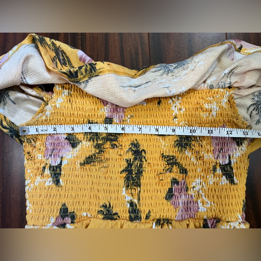 Ardene women’s medium off-the-shoulder maxi dress, floral tropical, yellow - Picture 6 of 11